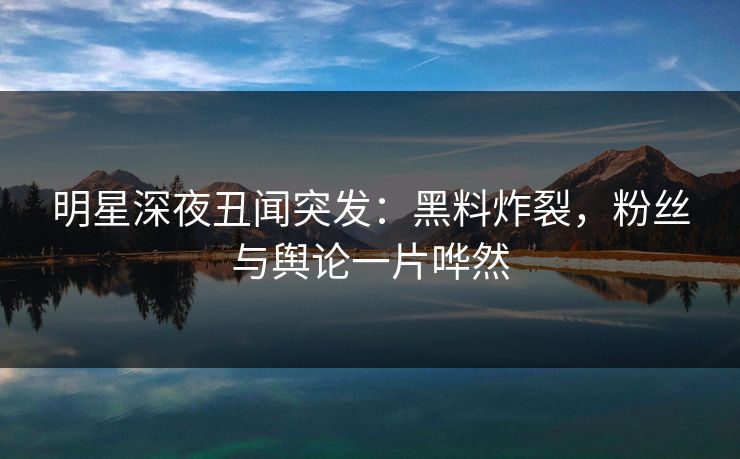 明星深夜丑闻突发:黑料炸裂,粉丝与舆论一片哗然