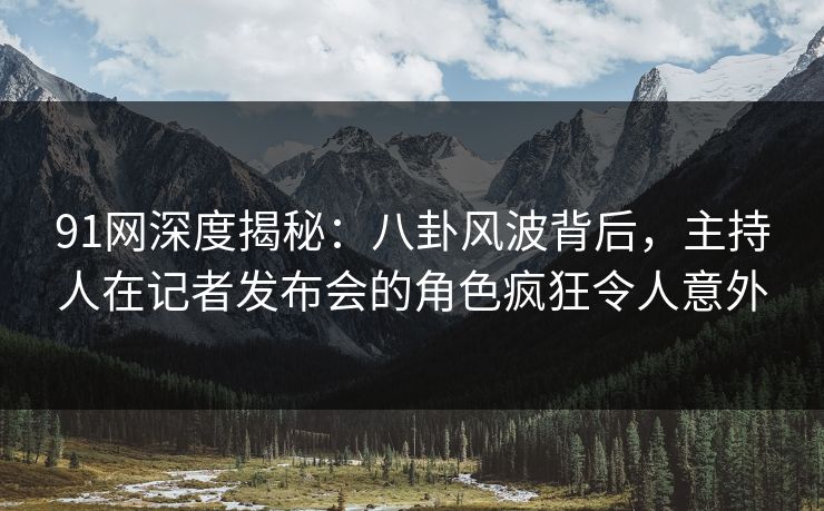 91网深度揭秘：八卦风波背后，主持人在记者发布会的角色疯狂令人意外