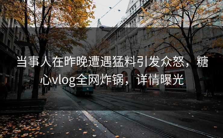 当事人在昨晚遭遇猛料引发众怒,糖心vlog全网炸锅,详情曝光 当事人在昨晚遭遇猛料引发众怒,糖心vlog全网炸锅,详情曝光
